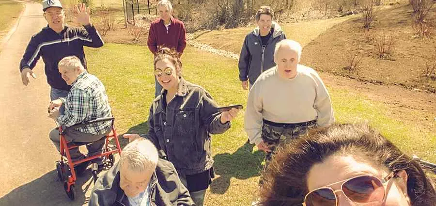 Staff and client walking