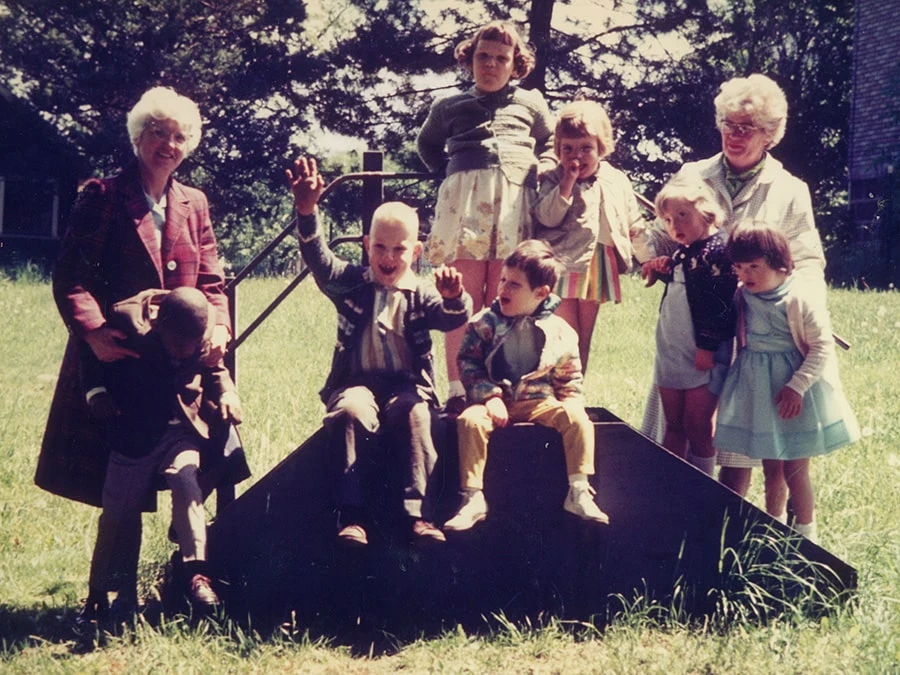 Saddle Hill kids and teacher circa 1964